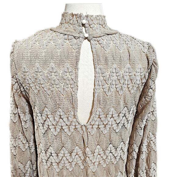 Free People Simone Lace Overlay Dress Long Sleeve Beige Tan Cream Size Small - Picture 2 of 7
